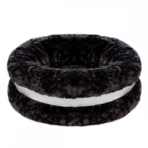 Лежанка для собак и кошек круглая Is Pet Oreo fleece bed черного цвета круглая  в миде орео