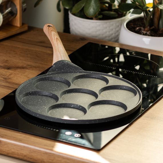 Сковорода з антипригарним покриттям 26 см для млинців, яєць та оладок, 7-секційна кругла сіра HP-39-582-C | Зображення 4