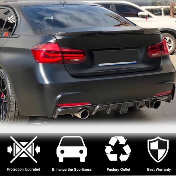 Дифузор заднього бампера V2 (для F30 M-Sport, Карбон) для BMW 3 серія F-30/31/34 2012-2019 рр | Зображення 1