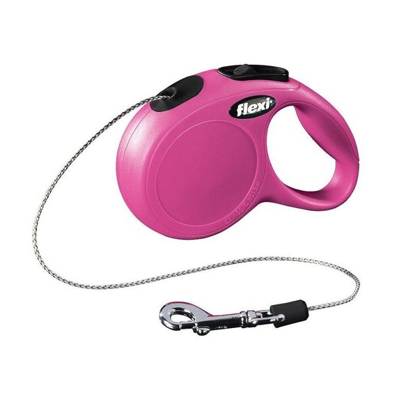Рулетка Flexi New Classic XS, трос 3 м, розовый
