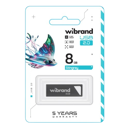 Флешка 8Гб USB 2.0 сірий Stingray Wibrand | Зображення 1