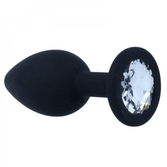 Анальна пробка з кристалом, чорна анальна пробка, анальна пробка зі стразою маленька S | Зображення 8