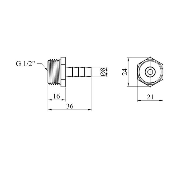 Штуцер LexLine 1/2" РЗ, D=8 мм латунный УК0008-1 | Зображення 1