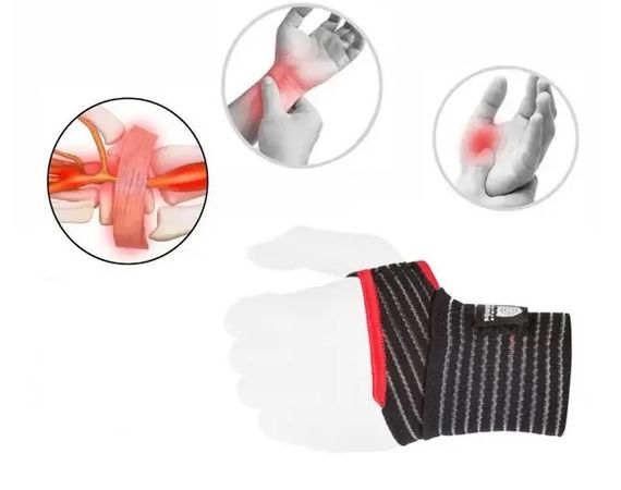 Кистьові бинти Power System PS-6000 Elastic Wrist Support Black/Red (пара) (PS-6000_Black) | Зображення 1