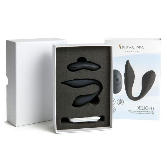 Подвійний вібратор S Pleasures Premium Delight, чорний, для клітора та точки G, 10 режимів Sex Aura | Зображення 2