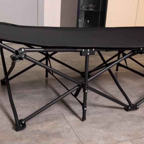 Ліжко туристичне розкладне 185х60х50 см складаний лежак похідна розкладачка Чорний | Зображення 6