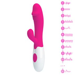 Вібратор з кліторальним відростком  Універсальний. Малиновий 1216-1 АAА-2