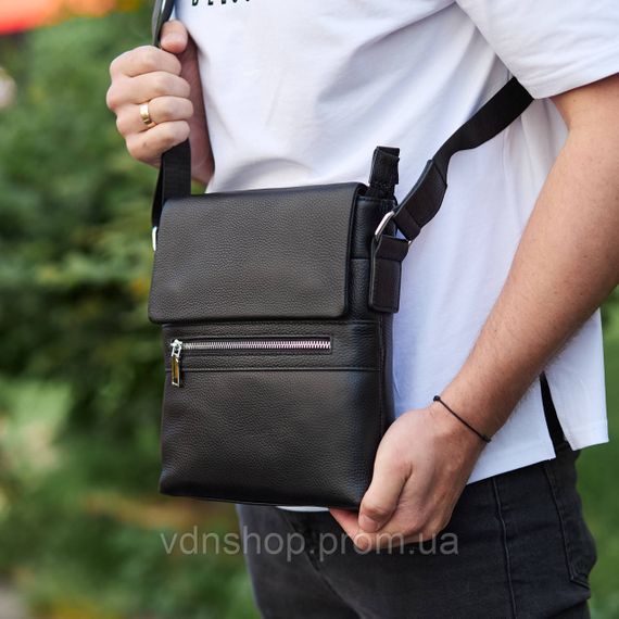 Чоловіча барсетка 23х26х6, месенджер через плече шкіряний Tiding Bag 80471 чорний | Зображення 5