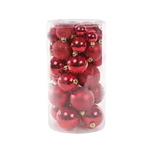 Набір ялинкових куль 40шт 6/5/4/3см червоний БОНА ДИ