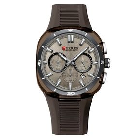 Чоловічий наручний годинник Curren 8502 Brown з коричневим ремінцем та класичним циферблатом