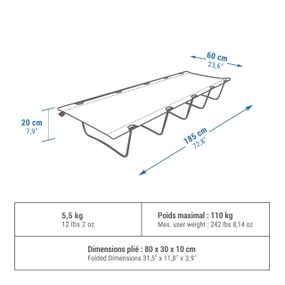 Туристичне ліжко базове для кемпінгу 60 см 1 особа - One Size
