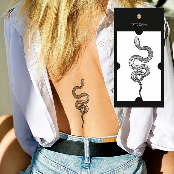 Тату тимчасове Змія Tattooshka L-5 10 см Чорний shop (5805800012759) | Зображення 2