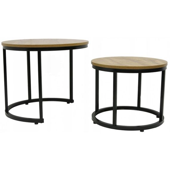 Столик журнальный круглый комплект 2 в 1 Bonro Бонро B-012 темно-коричневый (42400391) | Зображення 1