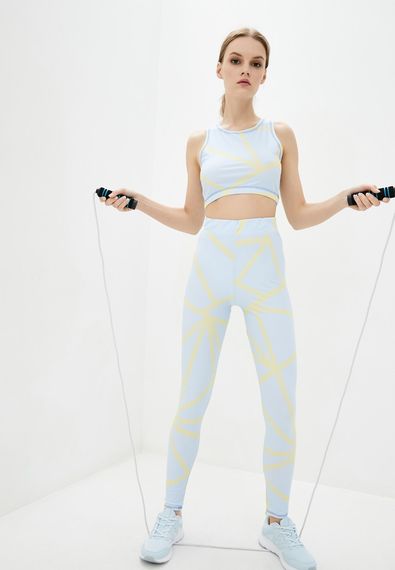 Спортивный топ 4Profi  без рукавов c принтом "Геометрия" голубой/желтый размер M бифлекс 16763 | Зображення 2