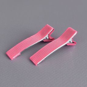 (10 шт) Заколка-заготовка уточка с репсовой лентой 4,7 см - коралловый