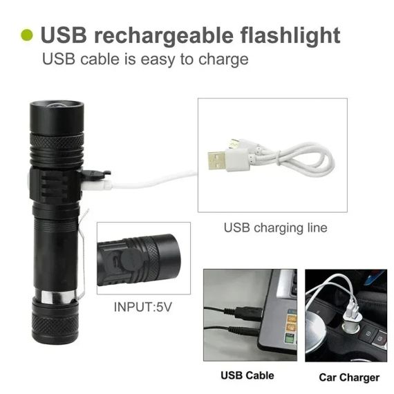 CTZSOOP UltraBeam X500 – Потужний Аккумуляторний LED Ліхтар з USB-C, 5 Режимів і Zoom-Фокусом 1000LM | Зображення 1