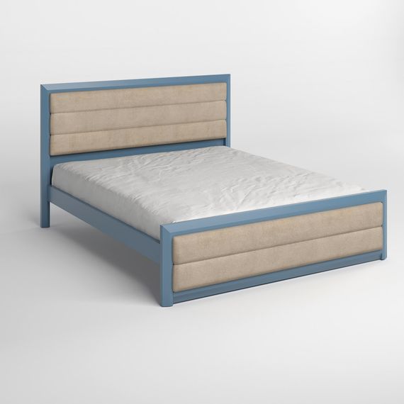 Двоспальне дерев'яне ліжко Mebigrand Барселона Б5 Сіро-синій (S7010R90B)/Аляска 23 (Бежевий) 180х190 см (MBG-13222) | Зображення 1