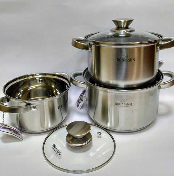 Набор кастрюль Bohmann BH-0514, 6 предметов нержавеющая сталь, для индукции
