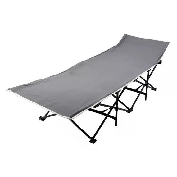 Шезлонг раскладной 68×190 см GRAY • Садовый пляжный лежак 68×190 см со стальным каркасом для дачи кемпинга и отдыха | Зображення 1