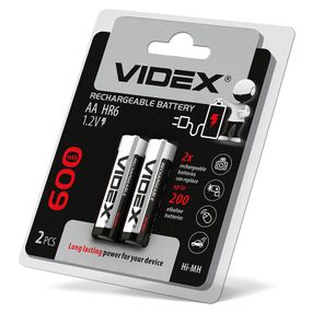 Аккумуляторы Videx HR6/AA 600mAh 2 шт в блистере (23338)