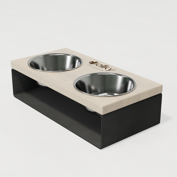 Миски на подставке из цельного металлического листа для собак и котов Hollky SteelWood S (2 × 0,45 л) SWS-36188-GRWH | Зображення 5