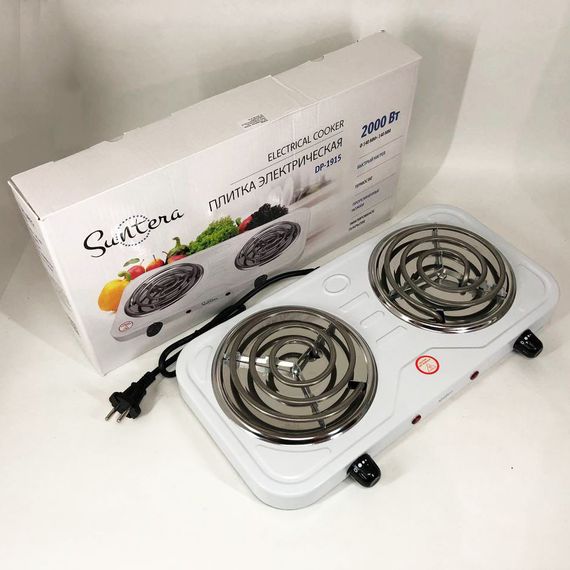 Електроплита 2 комфорки Suntera DP-1915 біла, Електроплита BC-687 двоконфоркова настільна | Зображення 1
