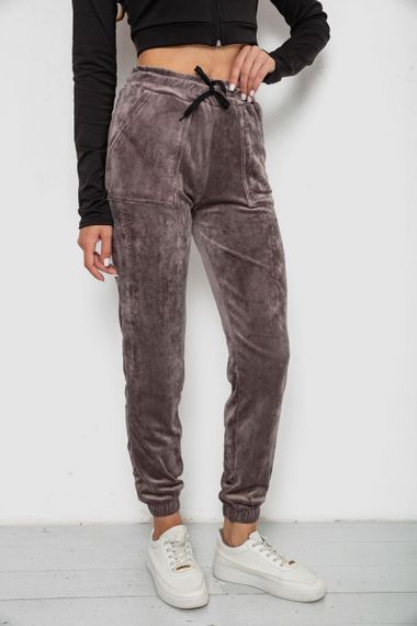 Штаны женские велюровые, цвет коричневый, 238R57862 | Зображення 2