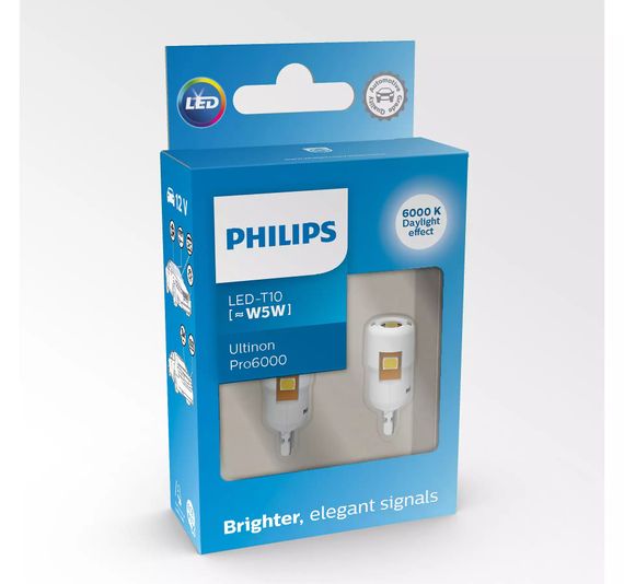 Комплект светодиодных ламп Philips 11961CU60X2 W5W (T10) LED white Ultinon Pro6000 SI 6000K WHITE | Зображення 1