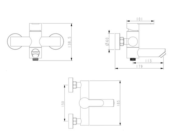 Змішувач для ванни Brinex Pure 006 Nickel BRIPUR006NKL | Зображення 1