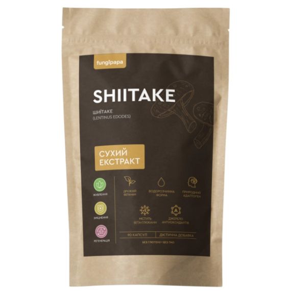 Грибной комплекс Fungipapa Шиитаке (Lentinula edodes) - cухой экстракт 90 капсул