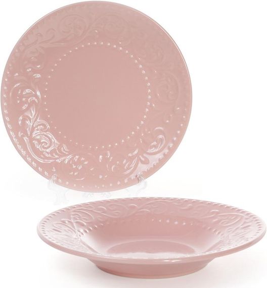 Набір 6 супових тарілок Leeds Ceramics Ø23см, кам'яна кераміка (рожеві)