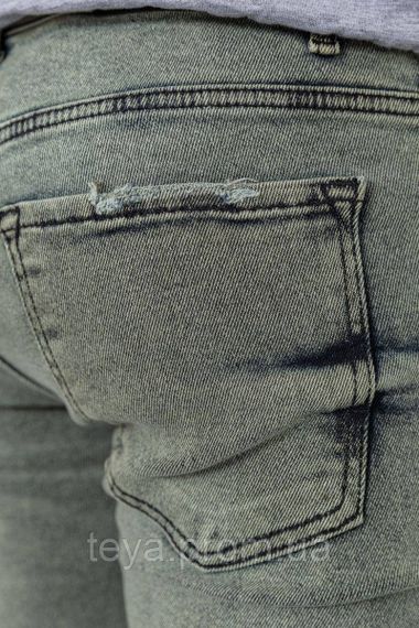 Якісні чоловічі джинси з потертостями сезон демісезон колір сіро-зелений FG_00151 | Зображення 3