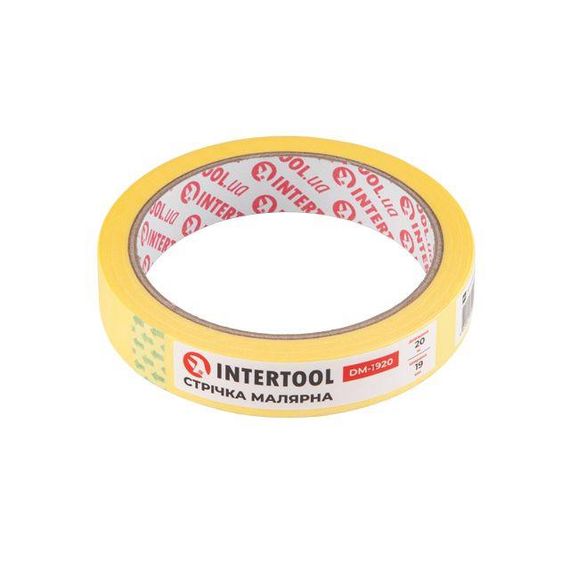 Стрічка малярська 19 мм, 20 м, жовта INTERTOOL DM-1920 | Зображення 1