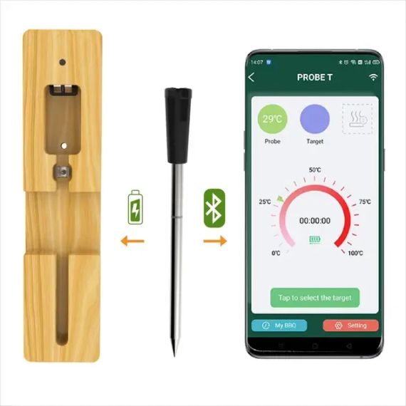Цифровий Bluetooth термометр з керуванням через телефон, для м'яса, гриля та духовки | Зображення 1