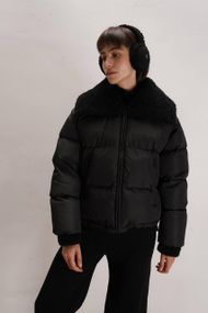 Пуховик Curly жіночий з відкладним коміром чорний XL