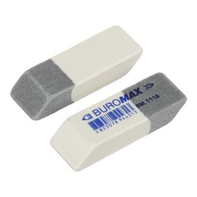 Ластик двойной с абразивной частью BM.1118, 41x14x8 мм, бело-серый