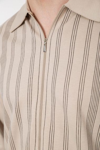 Кофта чоловіча на блискавці в смужку, колір світло-бежевий, 238R123 | Зображення 4