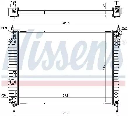 Радіатор охолодження двигуна CHEVROLET CAPTIVA, OPEL ANTARA, NISSENS (616905)