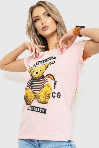 Футболка женская с принтом  цвет персиковый 190R101 | Зображення 2