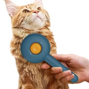 Щетка для вычесывания шерсти животных круглая Синяя