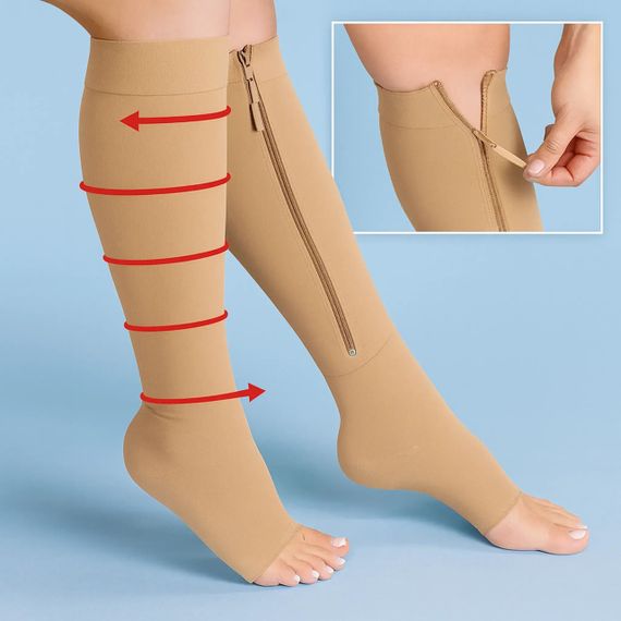 Компресійні гольфи Zip Sox, шкарпетки від варикозу Бежеві