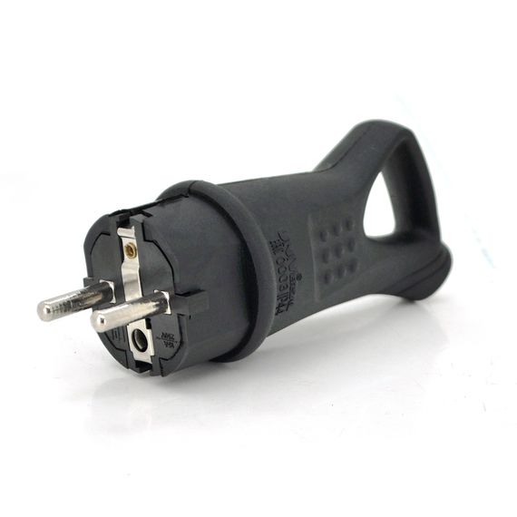 Вилка каучукова з заземленням, 16A 250V, IP44 0003, Black Q16