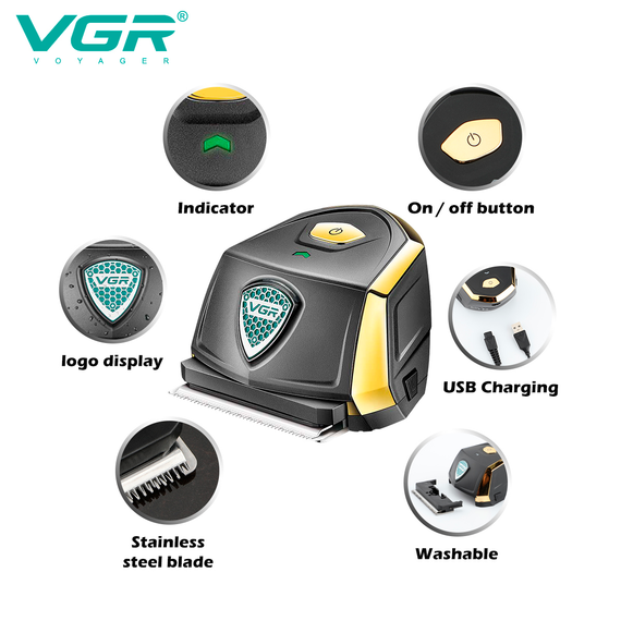 Аккумуляторная машинка для стрижки VGR V-910, 9 насадок, 700 mAh, водонепроницаемая | Зображення 7