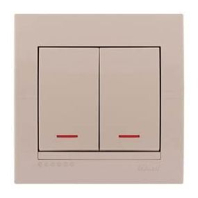 DERIY крем Вимикач внутрішній 2кл з підсвічуванням Лезард