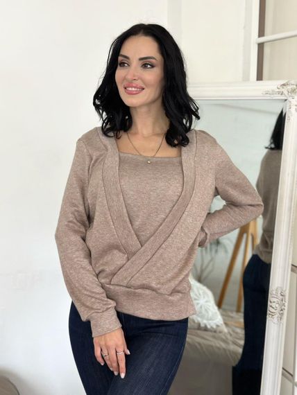 Женская красивая ангоровая кофта GF04168 цвет мокко, размер 42/44