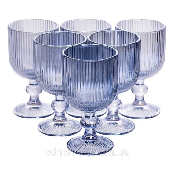Набір келихів для вина 6 (шт) по келихи під вино 220 (мл) на ніжці келихи винні Блакитний HP-19-7114BL