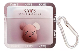 Силиконовый 3D чехол для наушников Apple AirPods Pro 1/2 Bearbrick Kaws Коричневый