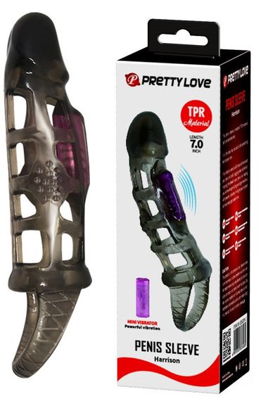Насадка-презерватив з вібрацією PRETTY LOVE - Harrison Penis sleeve, BI-026209-1 Sex Aura | Зображення 1