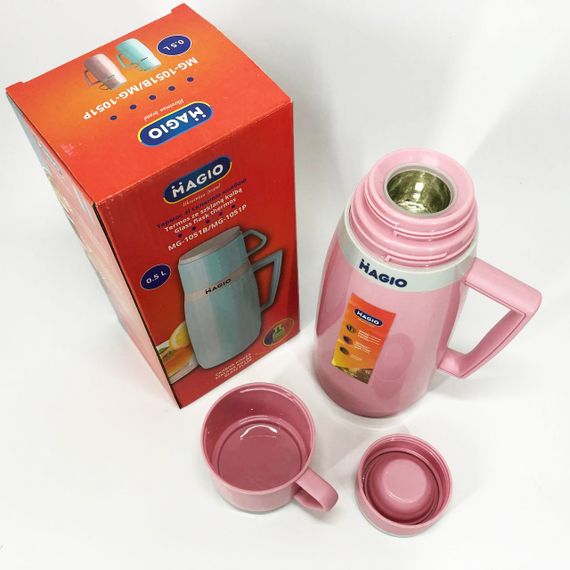 Термос Magio MG-1051P зі скляною колбою, Термос для питної води, термос для дому. Колір: рожевий | Зображення 6