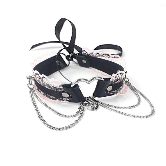 Сексуальний чокер Art of Sex - Karen з натуральної шкіри, Чорно-рожевий Sex Aura | Зображення 3